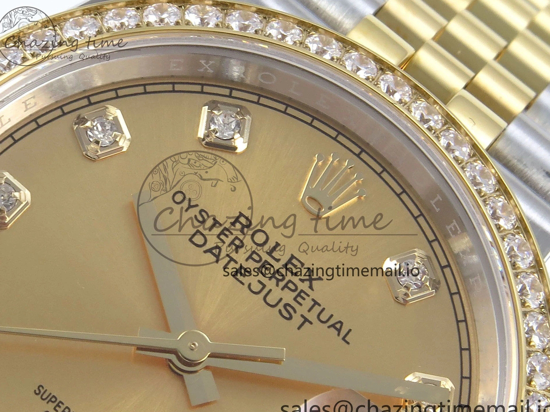 MiroTime 1223 Attractive DateJust 36 126283RBR EWEF Best Edition YG Diamonds Dial on SS YG Jubilee Bracelet A 635